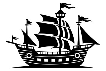ship black and white silhouette