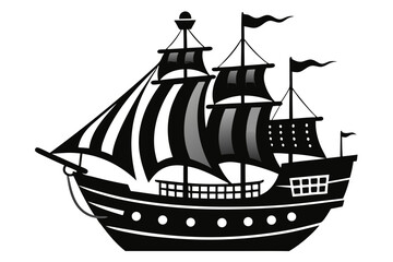 ship black and white silhouette