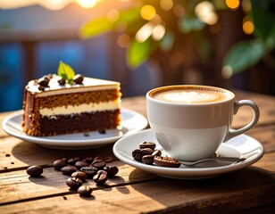 Coffee and cake outdoors