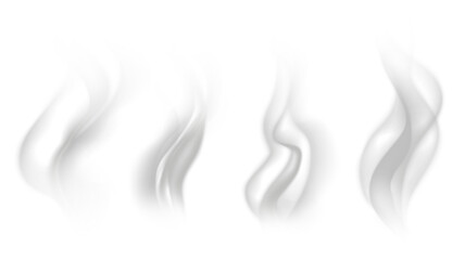 Realistic steam or smoke on hot tea, coffee, food. PNG Stock royalty free.  © Vector light Studio