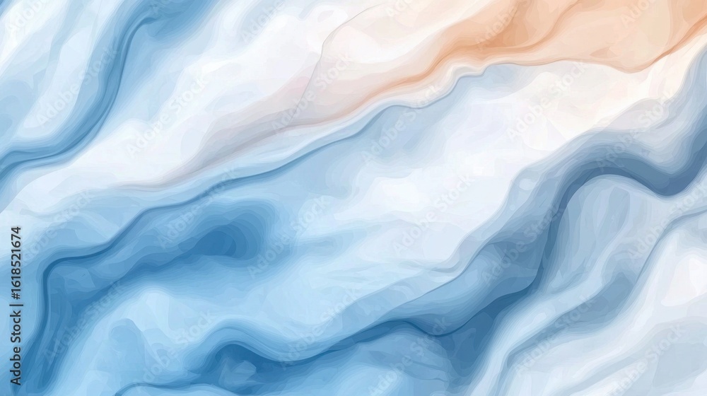Aufkleber pastel marble texture in soft blues and gentle oranges creates an elegant background perfect for des