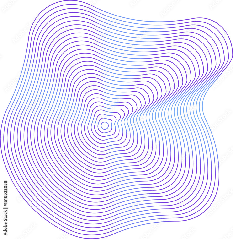 Poster circle dynamic amorphous shape fluid form with line blue gradient