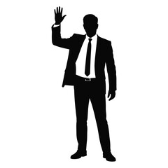 Obraz premium Silhouette of a businessman in a suit waving hello