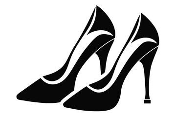 high heels pair black and white silhouette