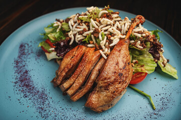 Warm Duck Confit Salad on a Plate