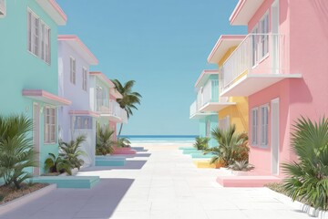 Fototapeta premium Pastel-colored beach town houses
