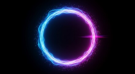 A glowing blue and purple energy ring with a lens flare effect