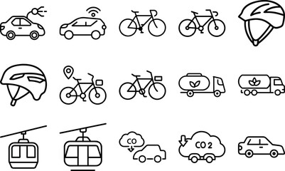 Set of Eco Transport Icons  Clean Green Mobility Symbols