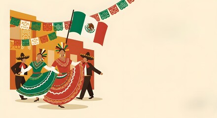Mexico's victory day art with copyspace