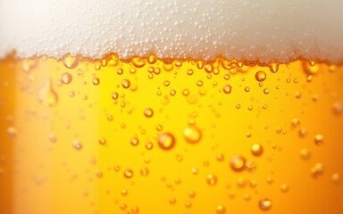 close-up of golden frothy beer texture with bubbles — perfect for international beer day visuals, brewery advertising, or beverage product packaging. High quality