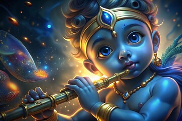 Enchanting Melodies of Lord Krishna the Divine Flautist Celebrating the Sacred Festival of Janmashtami