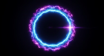 A glowing blue and purple energy ring with a lens flare effect