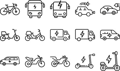 Set of Eco Transport Icons  Clean Green Mobility Symbols