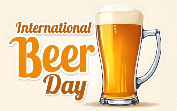 A glass of beer.  International beer Day lettering.  Vector illustration EPS10. High quality