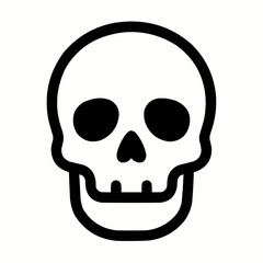 Skull. Front-view skull with hollow eyes/nose and 3 teeth showing