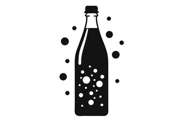 vector soda bottle black and white silhouette