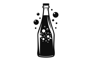 vector soda bottle black and white silhouette