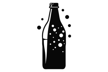 vector soda bottle black and white silhouette