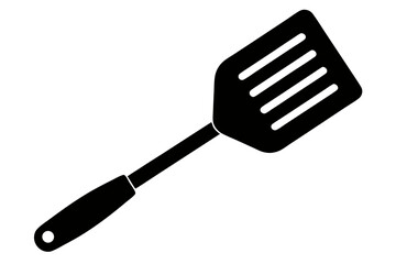 Black plastic kitchen spatula isolated on white, a versatile cooking utensil and tool