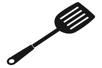 Black plastic kitchen spatula isolated on white, a versatile cooking utensil and tool