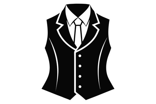 black vest with white shirt and tie clip art preview