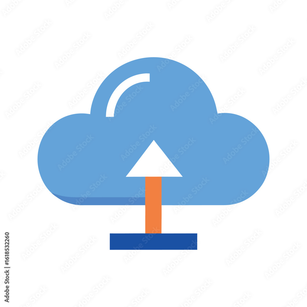 Aufkleber modern flat icon of a cloud with an upward arrow indicating data upload