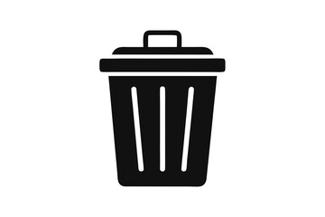 trash bin delete icon black and white silhouette
