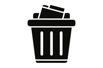 A metallic trash can icon with the recycle symbol stands isolated, ready for waste collection