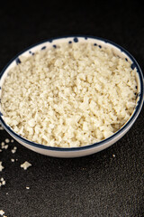 Food salt crystals sea food salt spices food additive gourmet food background on the table rustic food top view copy space