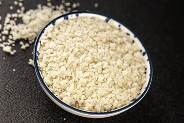Food salt crystals sea food salt spices food additive gourmet food background on the table rustic food top view copy space