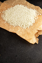 Food salt crystals sea food salt spices food additive gourmet food background on the table rustic food top view copy space