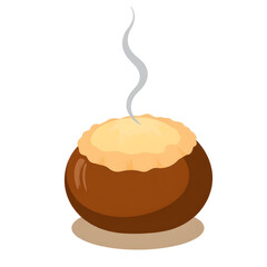 Roasted chestnut with steam on a transparent background