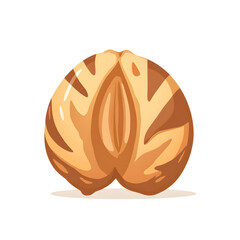 Walnut with unique shell design on transparent  background  