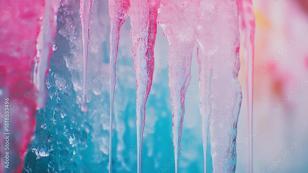 Canvas Prints this vibrant video captures colorful icicles melting in a captivating display. ideal for creative pr
