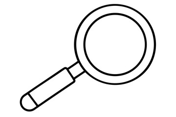 Magnifying glass icon showing a black optical tool for zoom and search on white background