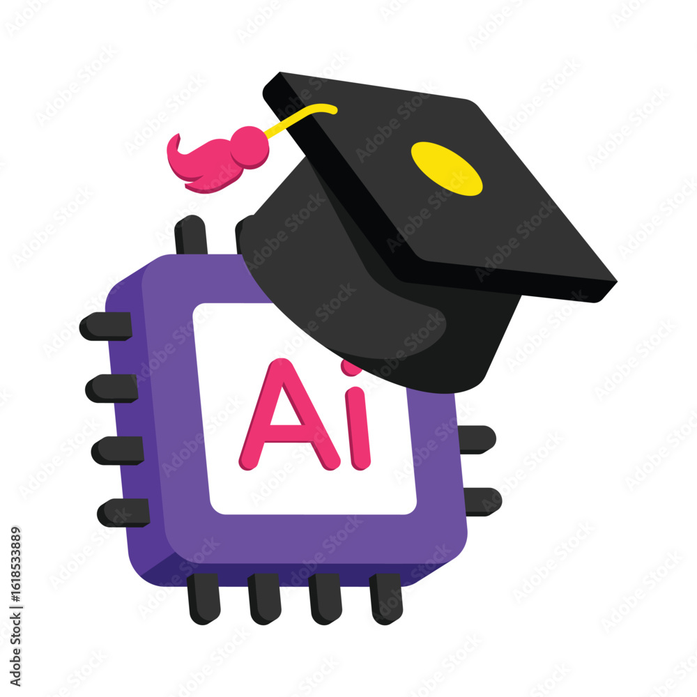 Poster ai learning vector style icon. eps 10 file