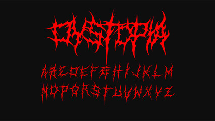 Dystopia Dark Lettering vector alphabet type, grunge style tribal bloody typeset © Artmoreink