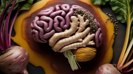 Brain with ginger and beets for cognitive health and nutrition