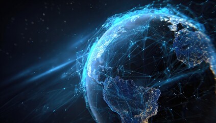 Globes interconnected network.  Digital Earth