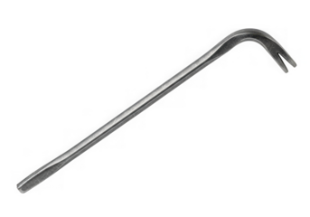 A metal crowbar isolated on transparent background is ready for work