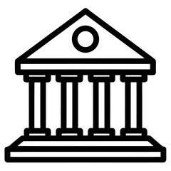 Bank Building Line Art Icon