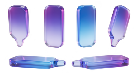 Rendered transparent markers in various poses Conceptual design elements for presentation communication emphasizing notes information highlighting text on a white background