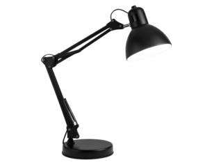 Minimalist LED Desk Lamp with Adjustable Arm and Cool Light, Side Angle, Transparent PNG