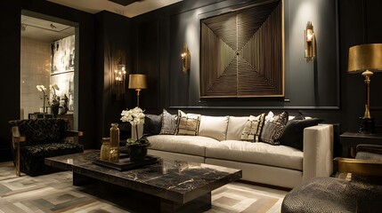 modern living room with beautiful sofa,pillow,lamp,table,and the beautiful luxury floor