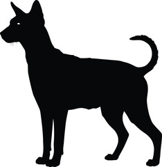 Elegant Dog Silhouette Vector Art, Isolated Minimalist Canine Design Element, Perfect for Pet-Related Projects, Logos, and Animal Graphics.