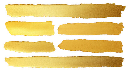 Set Of Gold Transparent Isolated Foil Tape Strips With Torn Edges A Collection