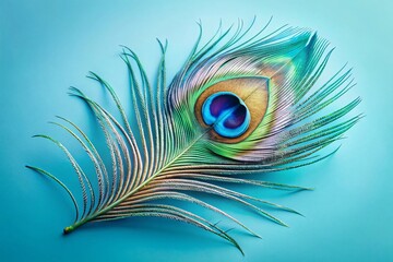 Obraz premium The Vibrant Beauty of a Peacock Feather Illuminating the Sacred Symbolism Associated with Krishna Janmashtami Celebrations