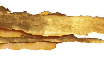 Vintage Gold Transparent Isolated Torn Paper A Textured Metallic Foil Strip