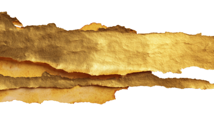 Vintage Gold Transparent Isolated Torn Paper A Textured Metallic Foil Strip