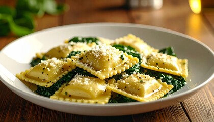 Homemade Cheese Ravioli with Spinach and Parmesan